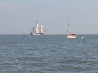 Square rigger sailing down the Potomic as Le Voile au Vent sails by