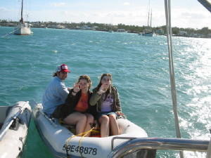 Our kids, Paul, Rhonda & Brenda enjoying a dinghy ride