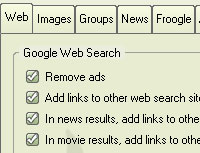 Klik voor een volledige afbeelding Firefox extention: Customize Google