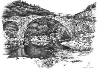 le Pont du Gua et la rivière de la Beaume