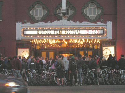 Image of cinema marquee advertising a Bicycle Film Festival