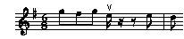 Score fragment ornamented with emphasis on first note and gap for breath