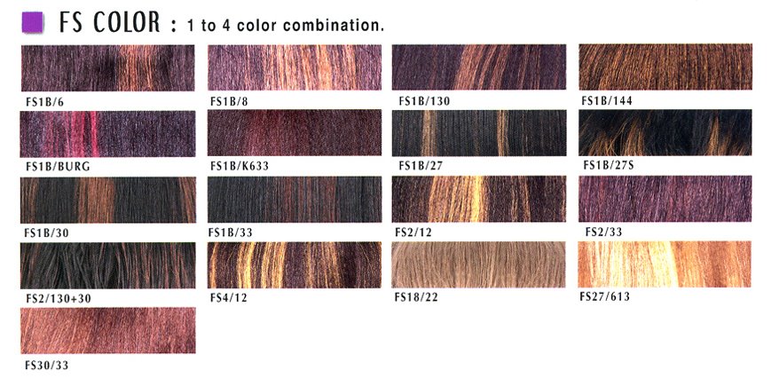 Janet Collection Hair Color Chart