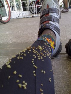 Bushwhacking. Good thing I was a man in tights.