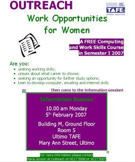 Computing and Work Skills 4 Women Course Flyer