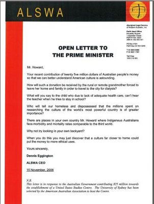 Aboriginal Legal Service (WA) letter