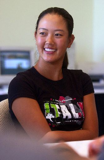 Michelle Wie being interviewed at Sony Open 2006 second round