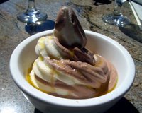 soft-serve chocolate and vanilla ice cream with olive oil and sea salt at pizzeria picco