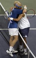 Andre Agassi and James Blake (credit: AP/Yahoo Images)