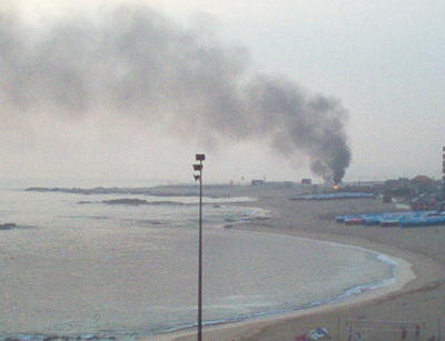 Incêndio na praia