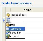 Microsoft Small Business Accounting Software (SBA) Line Types