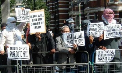 jihadists threatening Catholics outside Westminster Cathedral