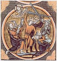 jews being killed by crusaders, from a 1250 french bible. stolen from the wikipedia.