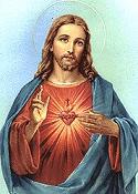 EL Sagrado Corazon de Jesus mostrando la tecnica Esenia de la Apertura del Canal del Tercer Ojo y su corazon en llamas, clave de la Alta Iniciacion del Aerosoma