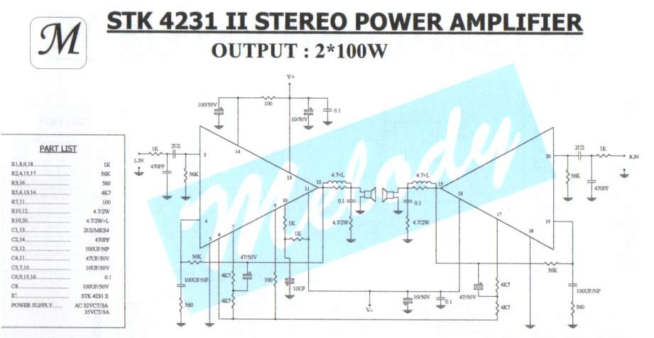 Stk4141 Ii Stereo Amplifier Circuit - Power Amps Stk X100w - Stk4141 Ii Stereo Amplifier Circuit