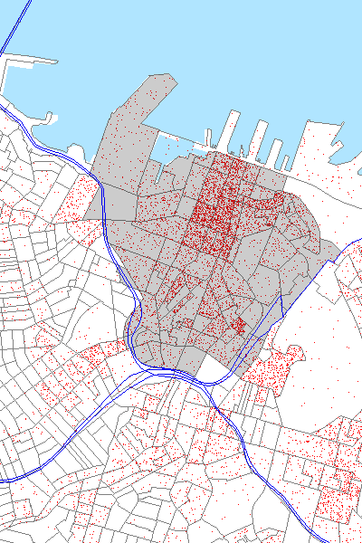Map of workers in Auckland's CBD