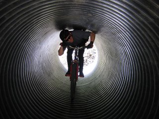 In the pipe, on the bike