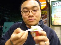 Sam with his pistachio ice-cream