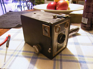 Perspective view of Kodak Brownie Six-20