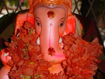 Close-up of the idol after the puja....