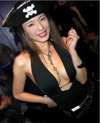 beautiful japanese girl wearing a pirate hat