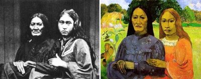 Fotografía de Henry Lemasson, y la obra Madre e hija, de Gauguin