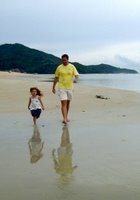 Jamie and Daughter on Nai Yang Beach (photo taken in 2004)