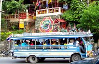 Local bus passing the temple