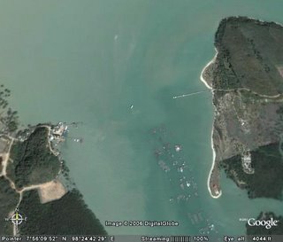 Google Earth view of Laem Hin and west side of Koh Maphrao