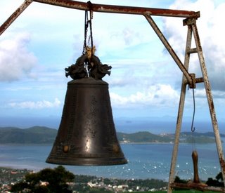 Prayer Bell and view over Chalong looking towards Cape Panwa