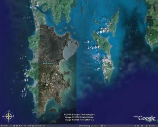Phuket as seen on Google Earth - Koh Yao to the east
