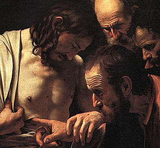 Detail of Caravaggio: 'The Incredulity of Saint Thomas'