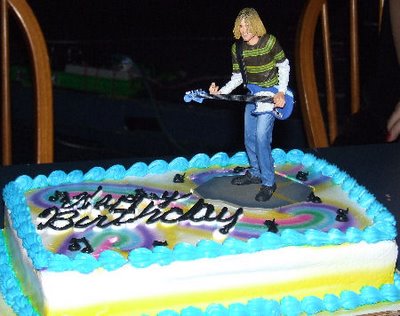 Kurt Cobain figure on birthday cake