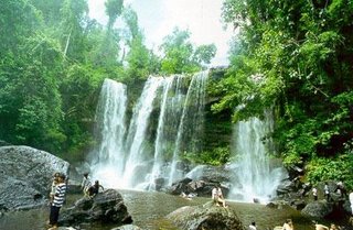 Koulen Mountain Waterfall in Cambodia