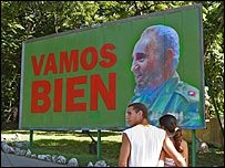 Cartaz de Fidel, site da BBC