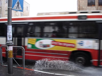 Jerusalem Egged bus makes a splash