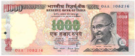 a 1,000 Rupee Note