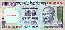 a 100 Rupee Note