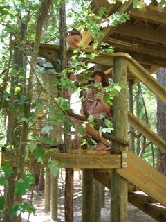 Stacey and Misty working on the railing