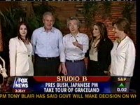 President Bush , Laura, Prime Minister Koizumi, Priscilla, and Lisa Marie Presley at Graceland, Vidcap FOX NEWS