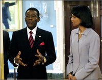 U.S. Secretary of State Condoleezza Rice with President Mbasogo of the Republic of Equatorial Guinea at the State Department, April 12, 2006. (©AP/WWP)