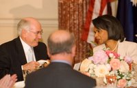 Secretary Rice talks with Australian Prime Minister John Howard during a luncheon at the State Department in Washington, Monday May 15, 2006. [© AP/WWP], Benjamin Franklin Room, Washington, DC, May 15, 2006