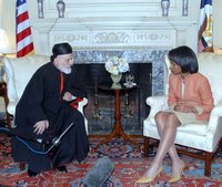 Secretary Rice meets with Maronite Patriarch of Lebanon Nasrallah Sfeir. State Department photo by Michael Gross. Washington, DC, July 18, 2006