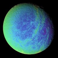 Target Name: Rhea, Is a satellite of: Saturn, Mission: Cassini, Spacecraft: Cassini Orbiter, Instrument: Imaging Science Subsystem - Narrow Angle, Product Size: 1124 samples x 1124 lines.