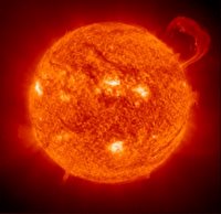 Extreme Ultraviolet Imaging Telescope (EIT) image of a huge, handle-shaped prominence
