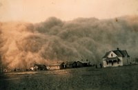 Dust storm approaching Stratford, Texas. Dust bowl surveying in Texas, Image ID: theb1365, Historic C&GS Collection, Credit: NOAA George E. Marsh Album.