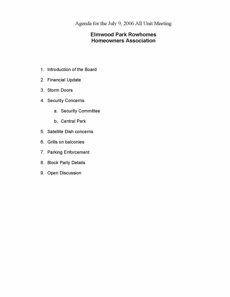 hoa meeting agenda