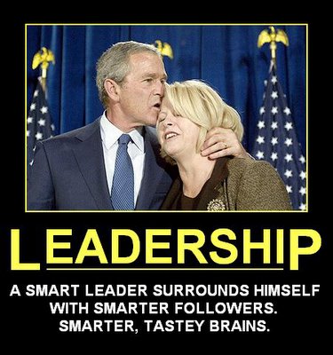 Leadership Demotivational Poster Bush eats brains