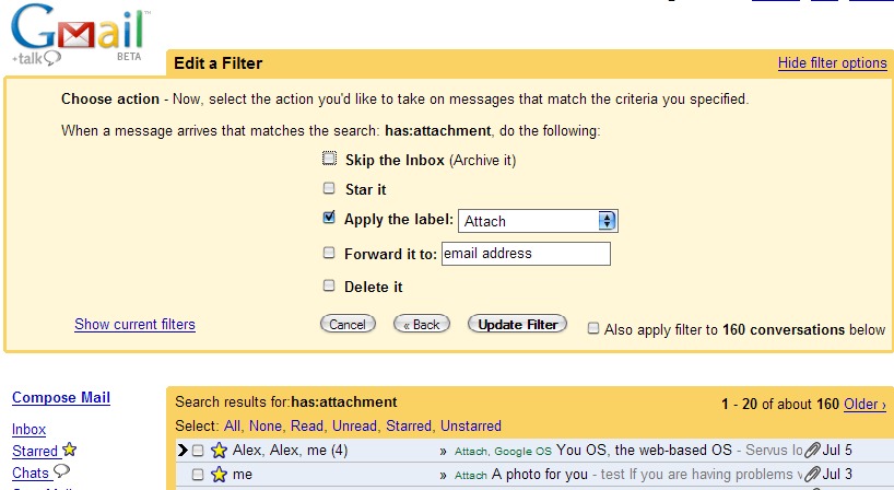 Google Operating System: New In Gmail: Apply Filters To Old Emails