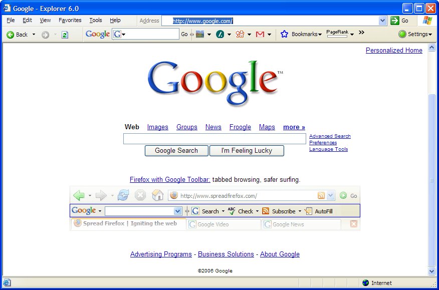 Google Operating System: Google Homepage Promotes Firefox